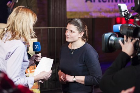 Agnes Becker im Interviewmarathon...